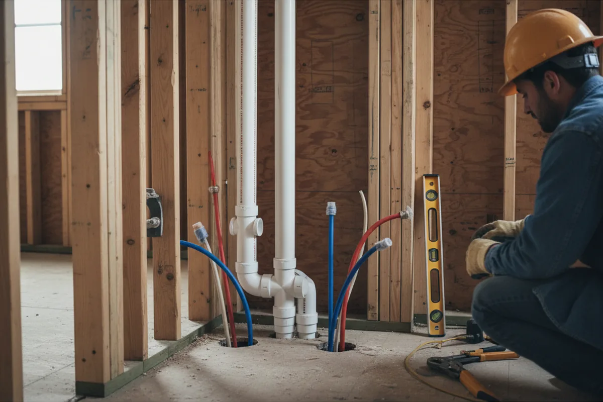 Drain and supply rough-in during Sump Pump Repair in Beardstown