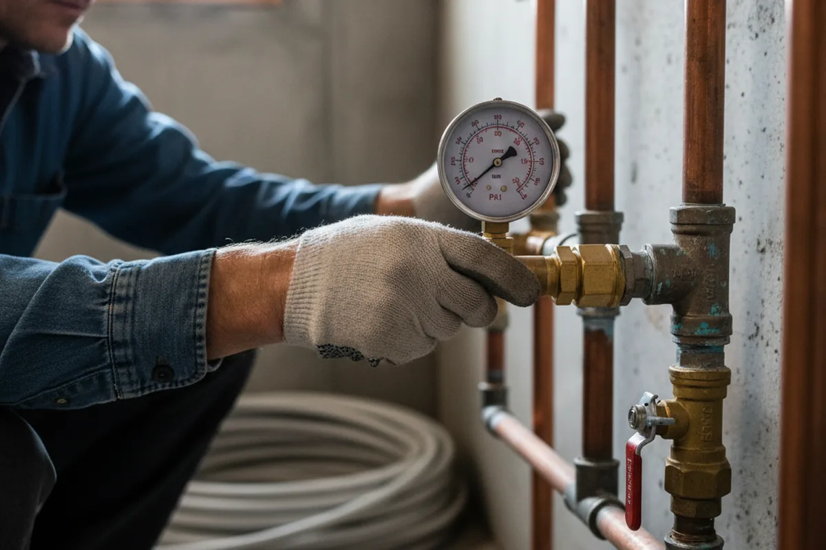 Pressure testing a repaired line during Water Line Repair in Beardstown